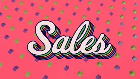 Animation-of-sales-text-over-cubes-on-pink-background