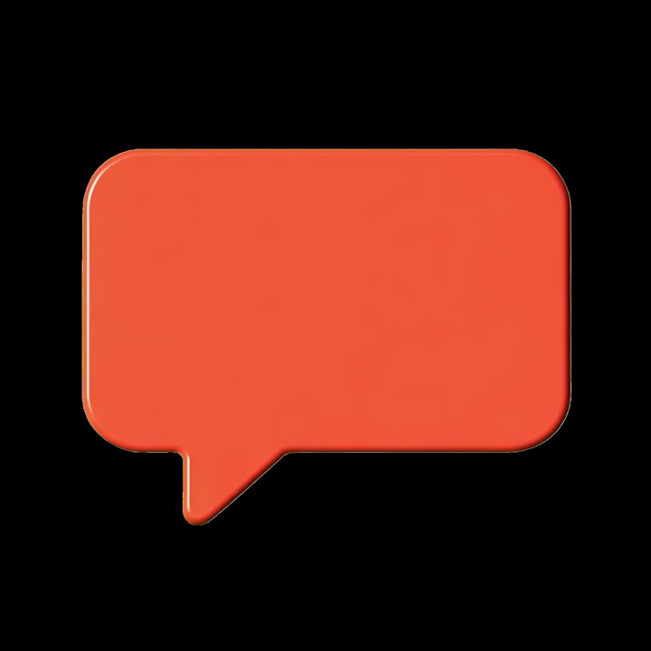 Minimal orange speech bubble design animation isolated asset, transparent 4K video, alpha channel
