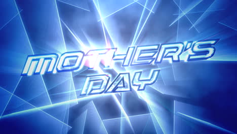 animation text mother day and motion blue neon lines abstract background