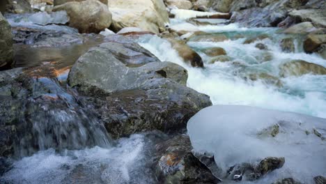 river flowing in a canyon in slovenia in wintertime