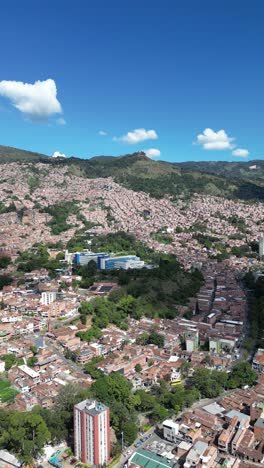 experience medellín, colombia, through an aerial view capturing its vibrant cityscape, surrounded by the majestic andes mountains and lush greenery. perfect for cultural and travel-focused projects.