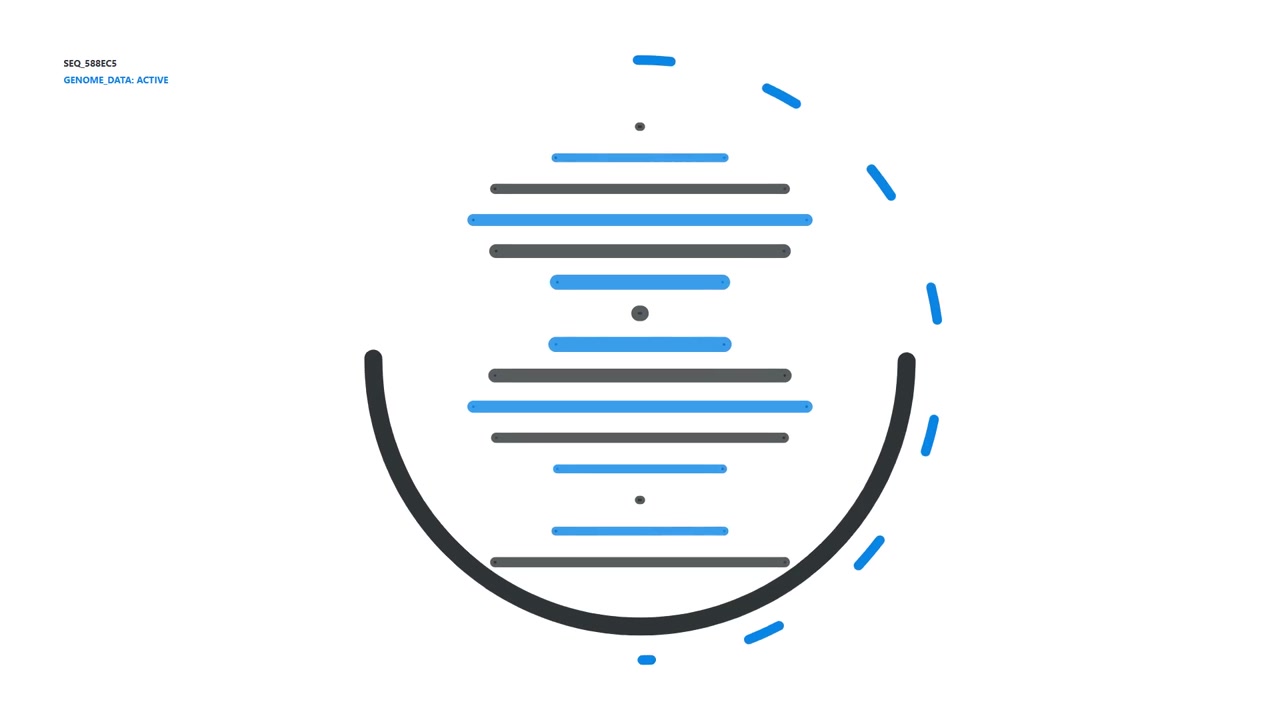 Animated DNA Helix Loading Sequence with Digital Data Interface
