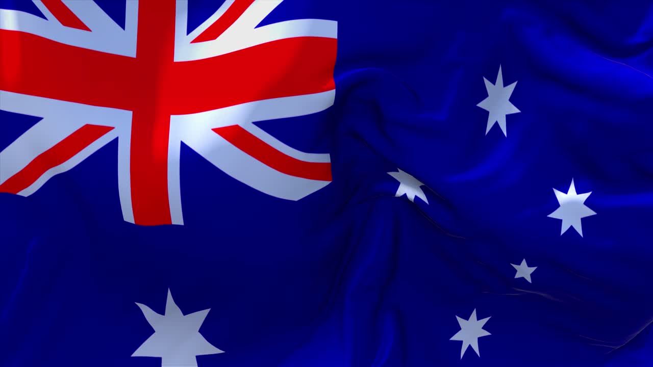 오스트레일리아 발이 바람 속에 흔들리는 느린 동작 애니메이션, 4k 현실적인 직물 텍스처 발, 바람이 부는 날에 부드럽게 날아가는 연속적인 원활한 루프 배경.