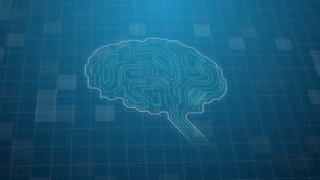 tecnología de fondo en bucle, cerebro digital con placa de circuito. inteligencia artificial ai, aprendizaje automático y concepto de tecnologías informáticas modernas. procesador electrónico, ciberespacio animación 3d