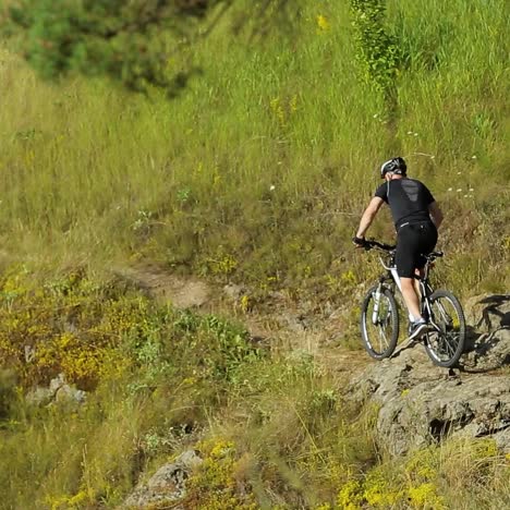 hombre en bicicleta en la naturaleza