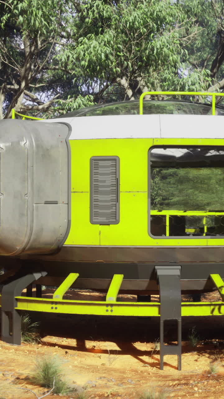 Modern eco friendly dwelling situated in a lush forest environment