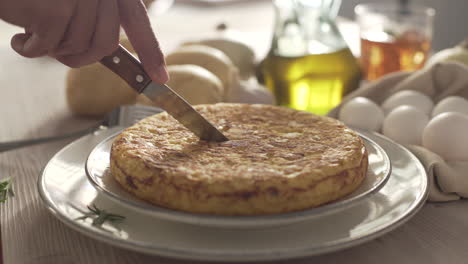 spanish omelette, tortilla española. close up