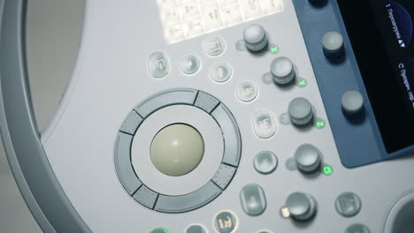 close-up of ultrasound machine control panel