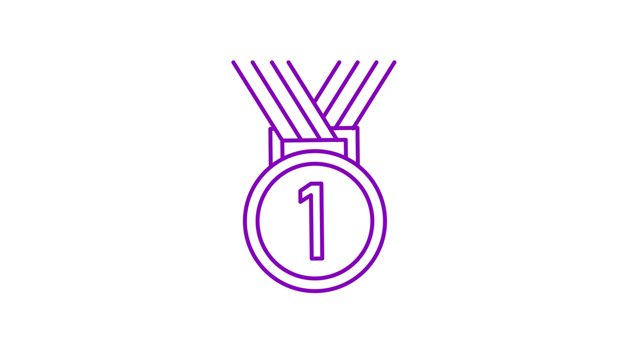 Animated Line Drawing of a First Place Medal Icon