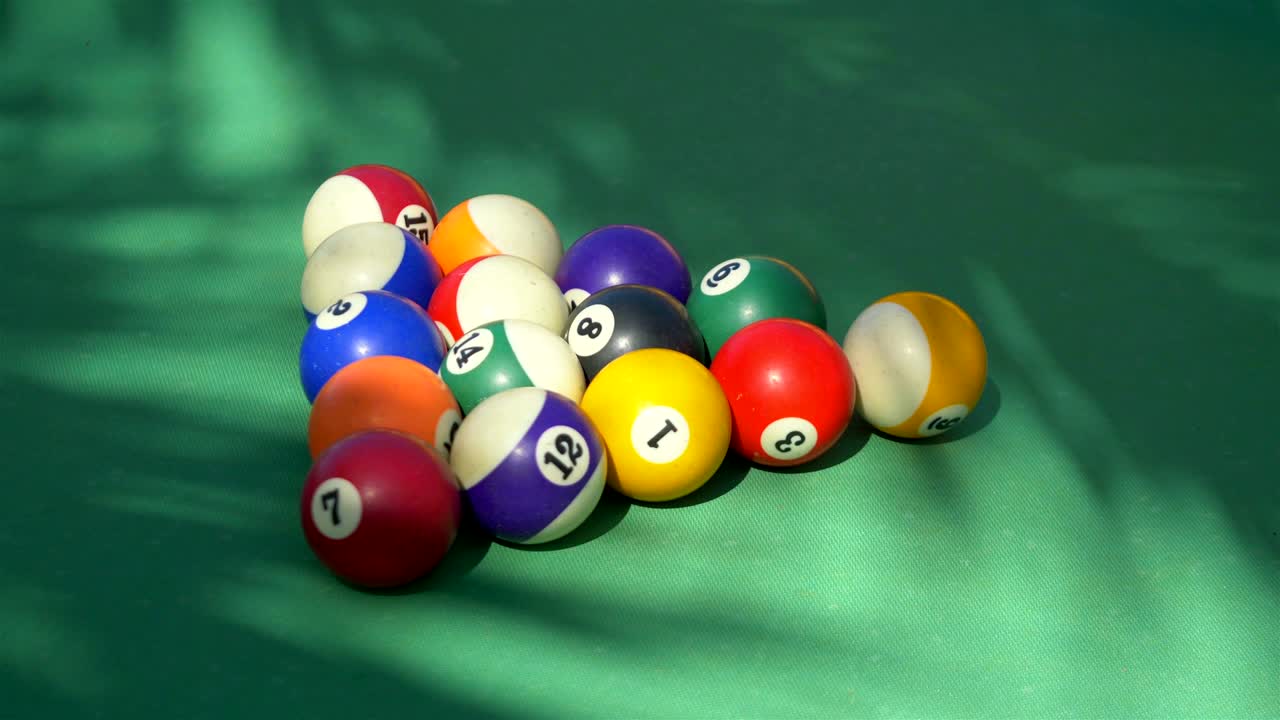 Billiards balls on the table in 4k slow motion 60fps