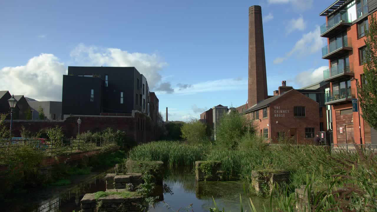 Kelham Island i Sheffield på en solrig dag