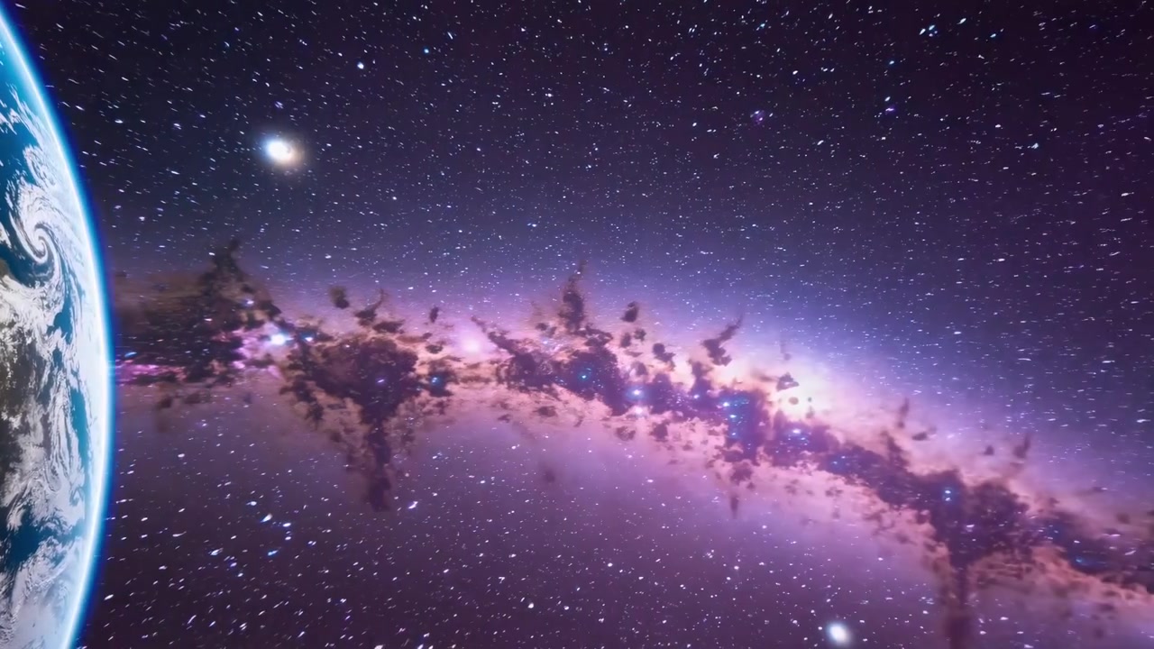Planet Bumi dengan Nebula Berwarna-warni dan Bintang di Luar Angkasa