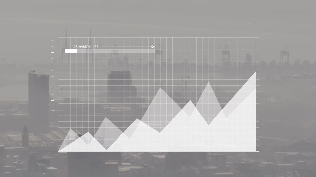 animación del procesamiento de datos sobre el paisaje urbano