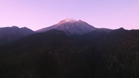 aerial footage of a volcano landscape before sunrise