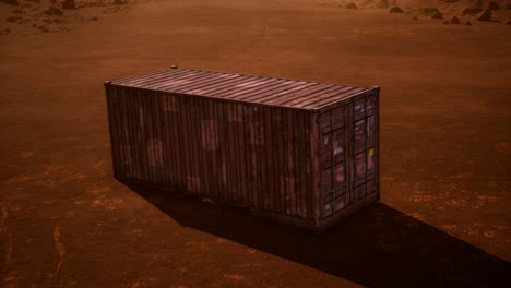 abandoned shipping container in the desert