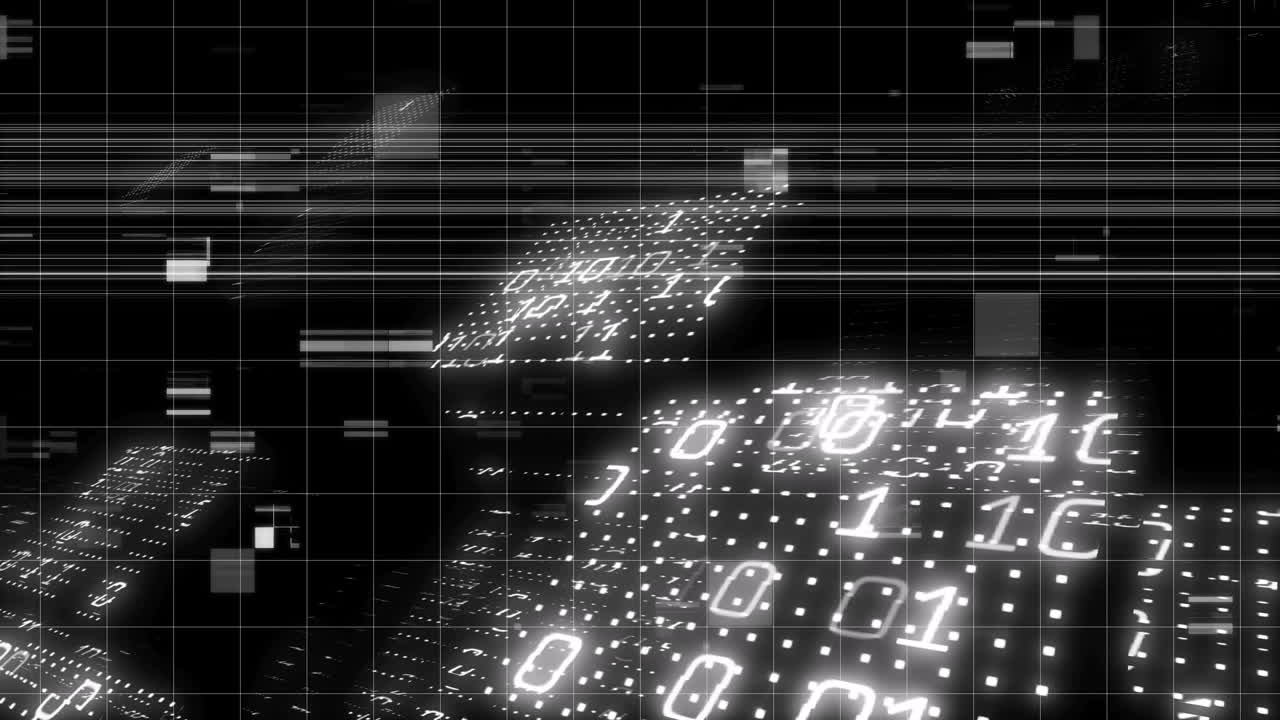 animación del procesamiento de datos sobre un fondo negro