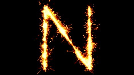 alphabet n text sparkler glitter sparks firework loop animation