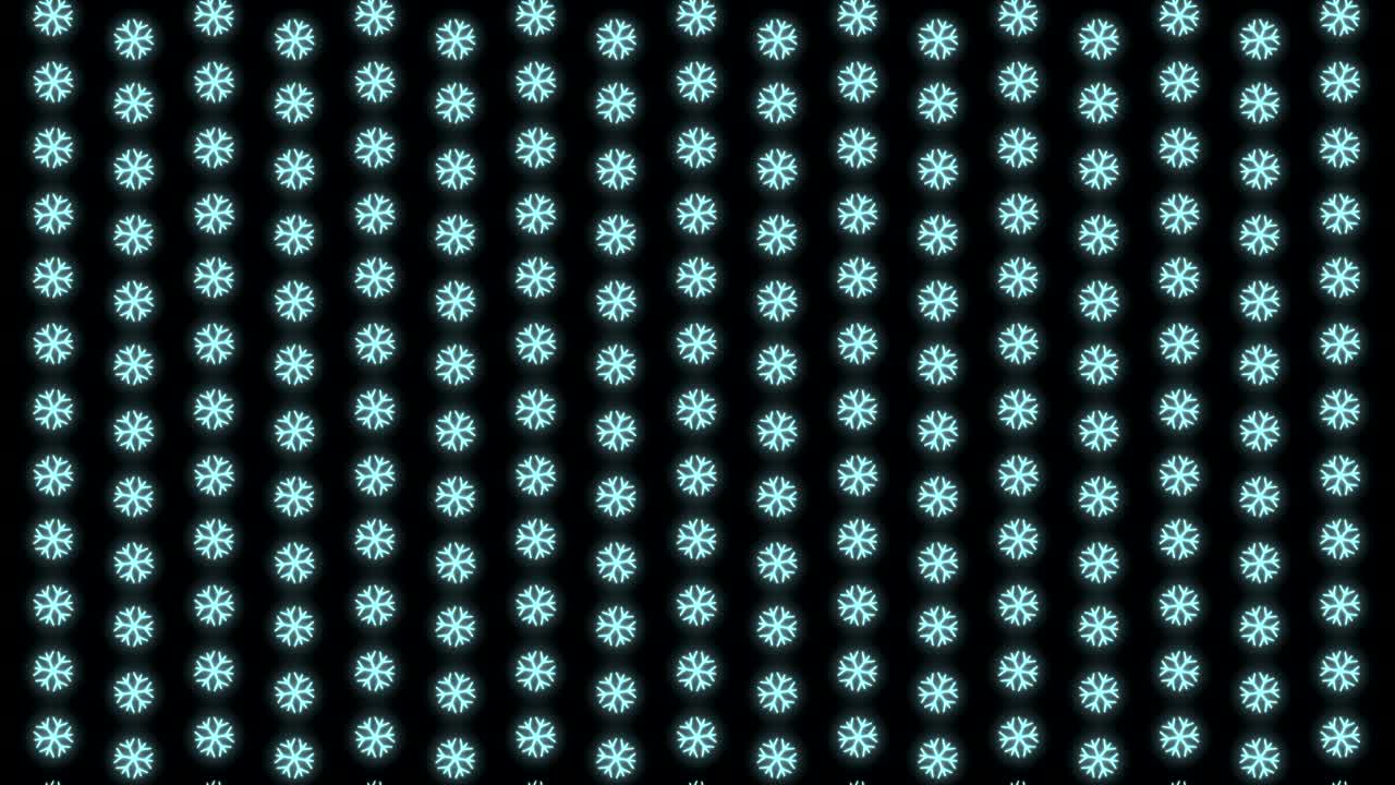 흰색과 검은색 반복 애니메이션에서 눈송이의 네온 크리스마스 패턴 배경