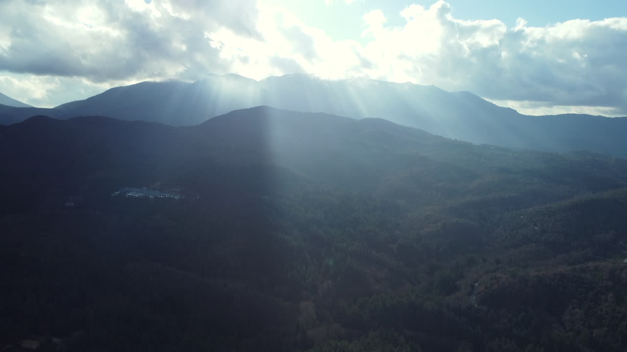 Mountain Sunlight Aerial View