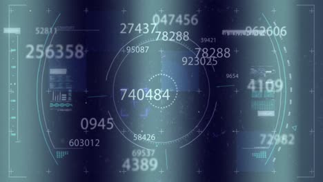 animation of glitch technique over circles, graphs, loading bars and dna helix on abstract concept