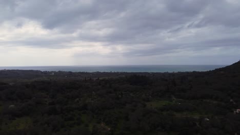 Smooth-aerial-view-flight-slowly-circle-drone-footage-of-a-dramatic-sky