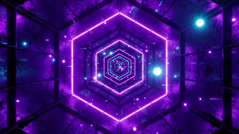 gráfico de movimiento de bucle sin costuras de volar en un túnel digital hexagonal