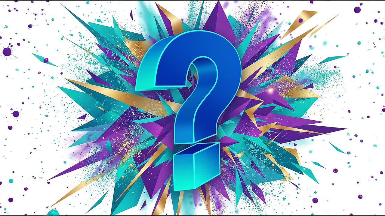 Animated question mark icon with smooth motion on colorful abstract background