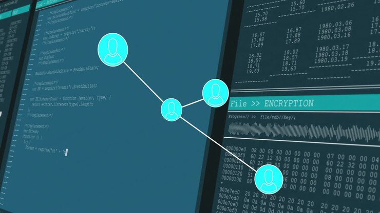 Animation of data processing over screens and connections