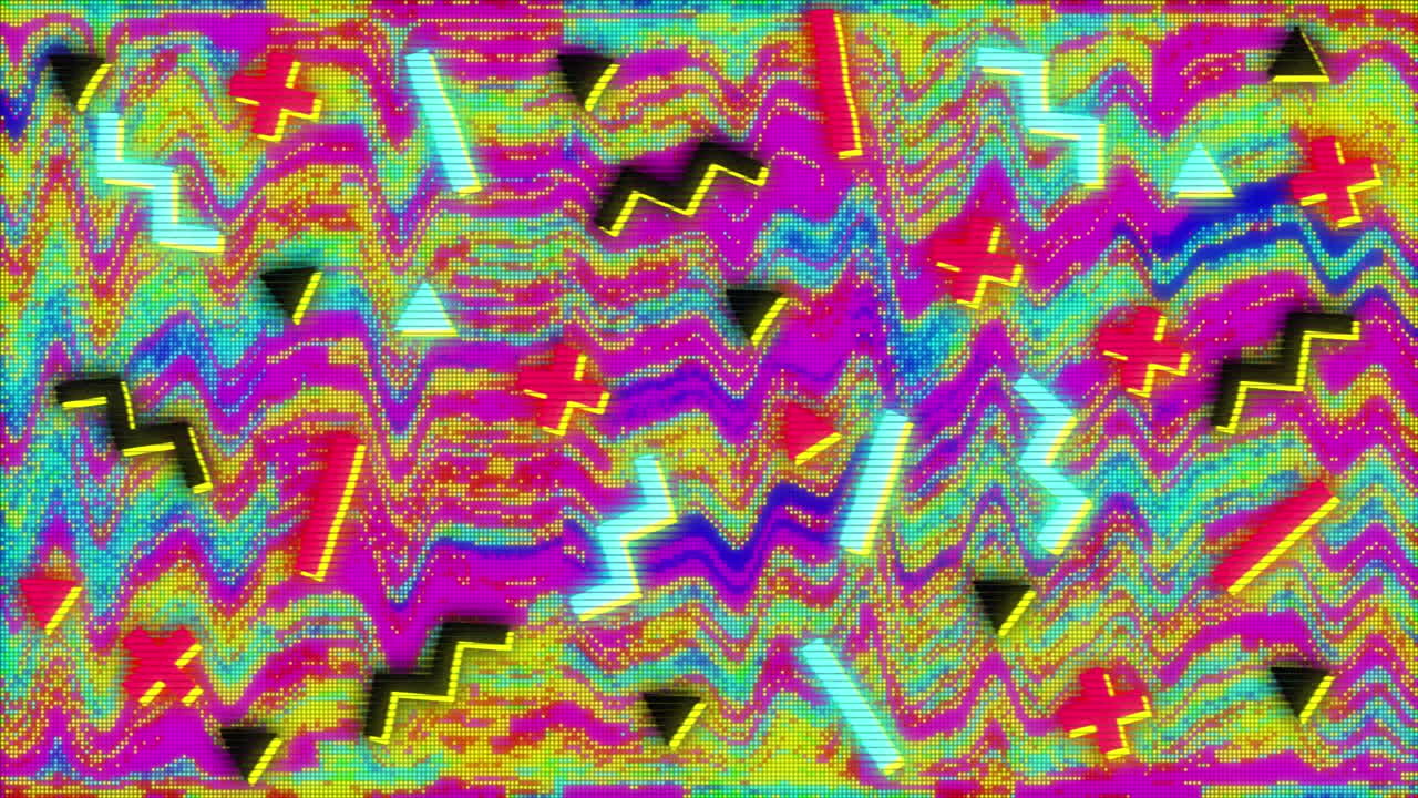 Animazione dello schermo con strisce che sfarfallano in loop continuo con forme astratte in formazione