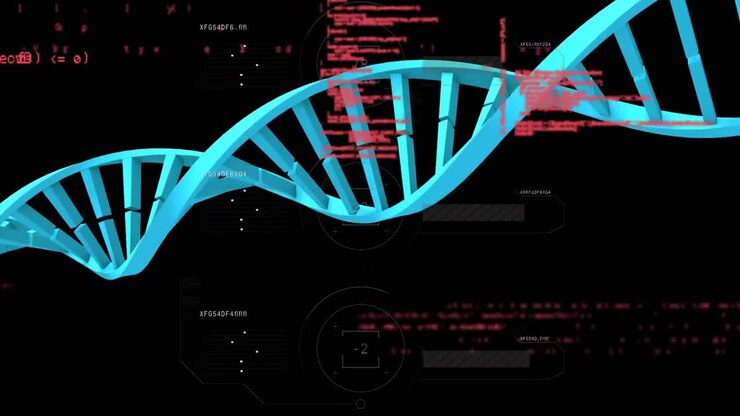 Animation of dna strand and scientific data processing
