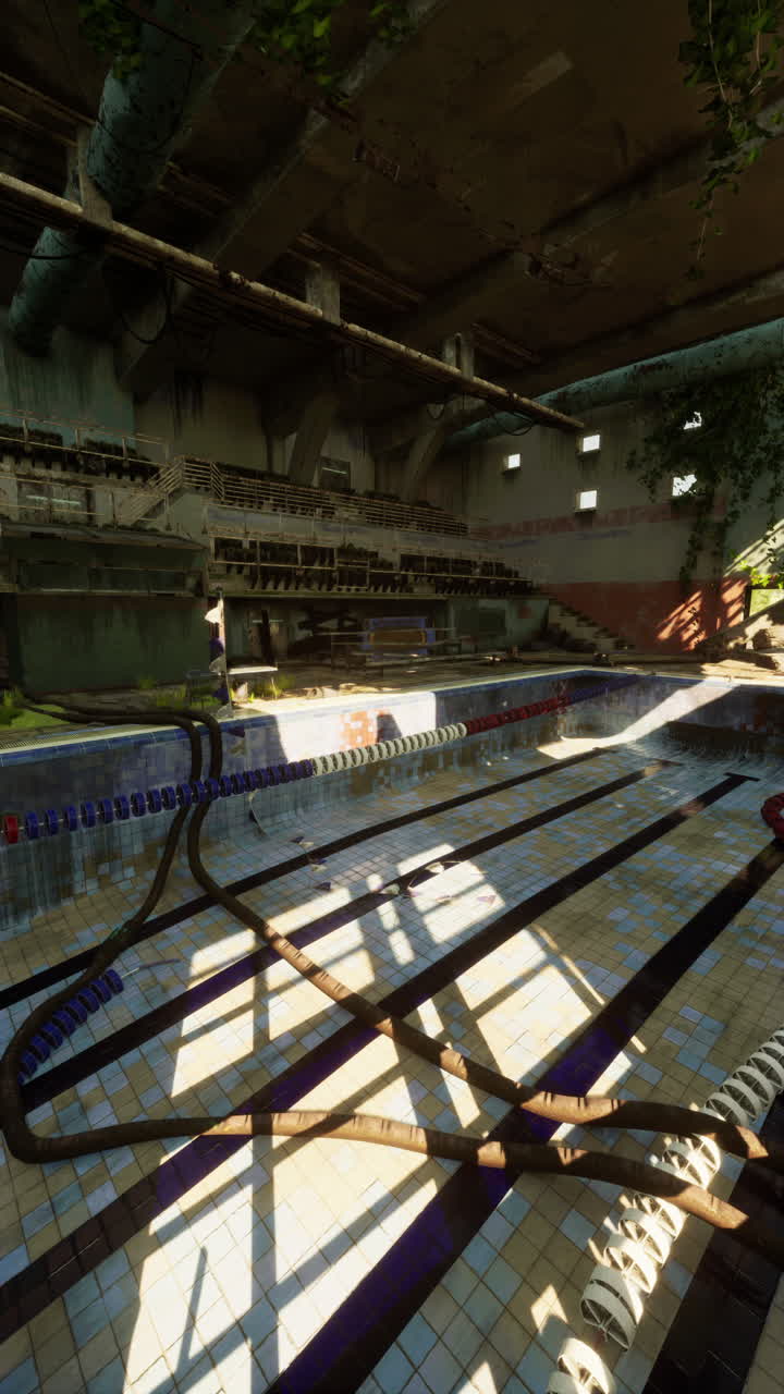 Abandoned swimming pool without people