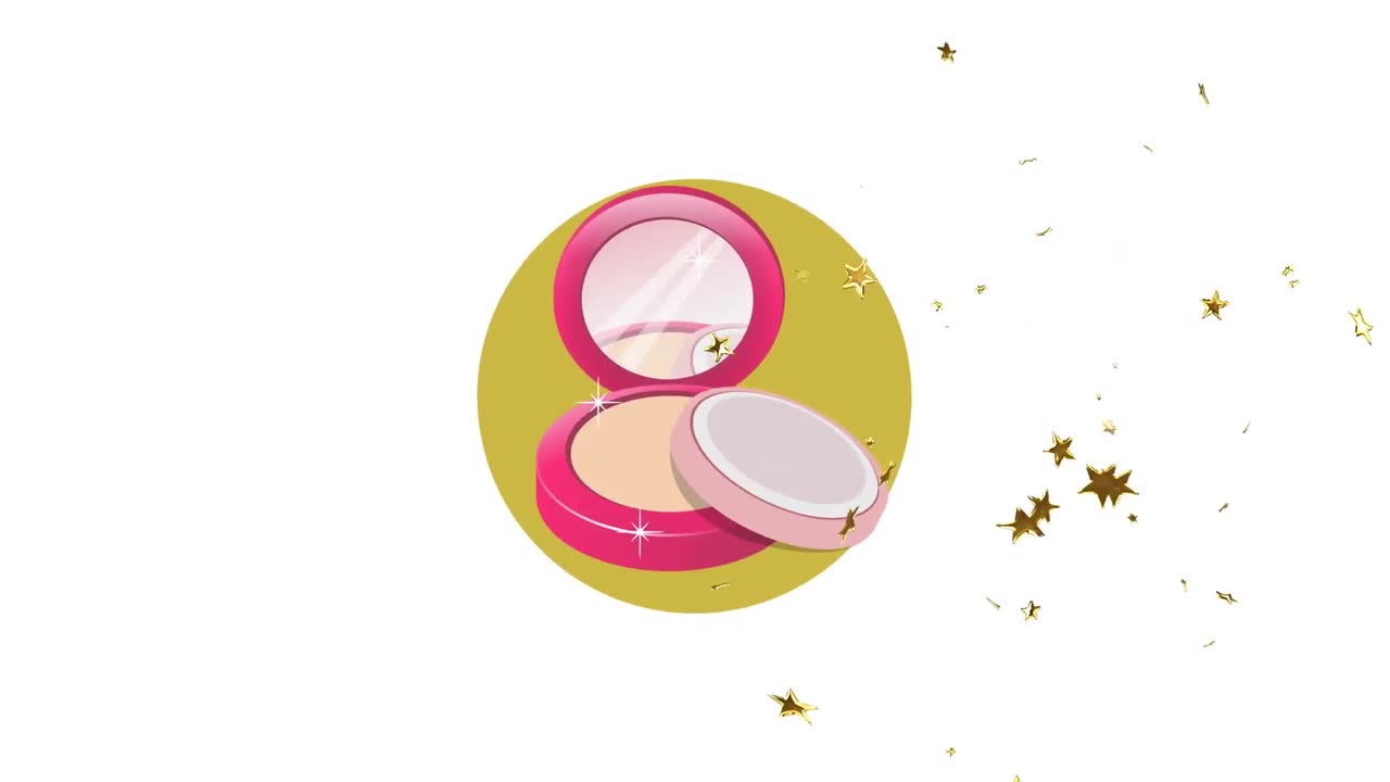 Animation of stars and powder icon on white background