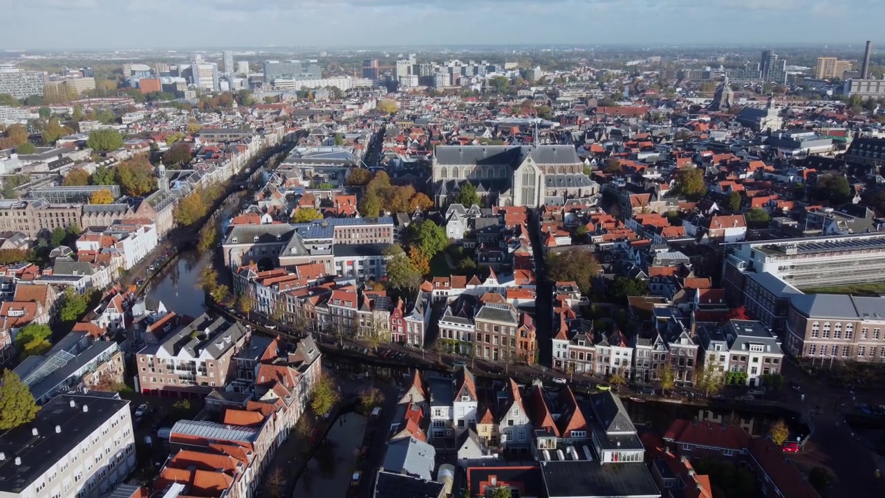 Bybillede, malerisk kommune, hollandske vartegn, luftfoto.