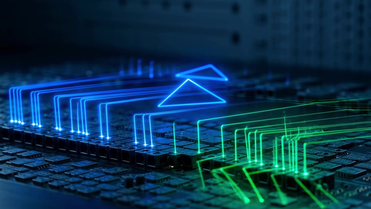 Digital Data Flow Across a Computer Processor Circuit Board