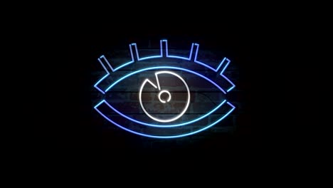 eye neon icon on brick wall