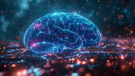 futuristic glowing brain with neural network connections
