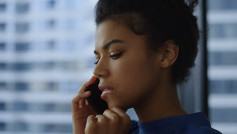 businesswoman calling on smartphone. female entrepreneur using cellphone