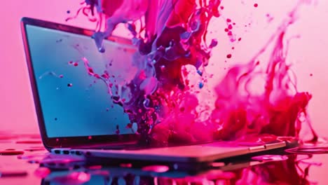 laptop with vibrant paint splash