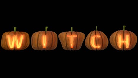 carved pumpkin letters  forming the text witch