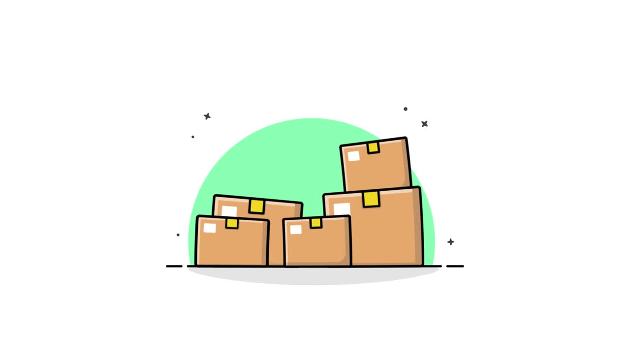 Animated Cardboard Boxes Falling and Stacking Up