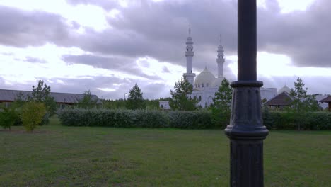 white mosque bolgar, volga bulgaria, kazan tatarstan russia on background.