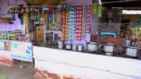 indian pan and tea stall with steel vessels during daytime video is taken at nathdwara rajasthan india on aug 11 2024.