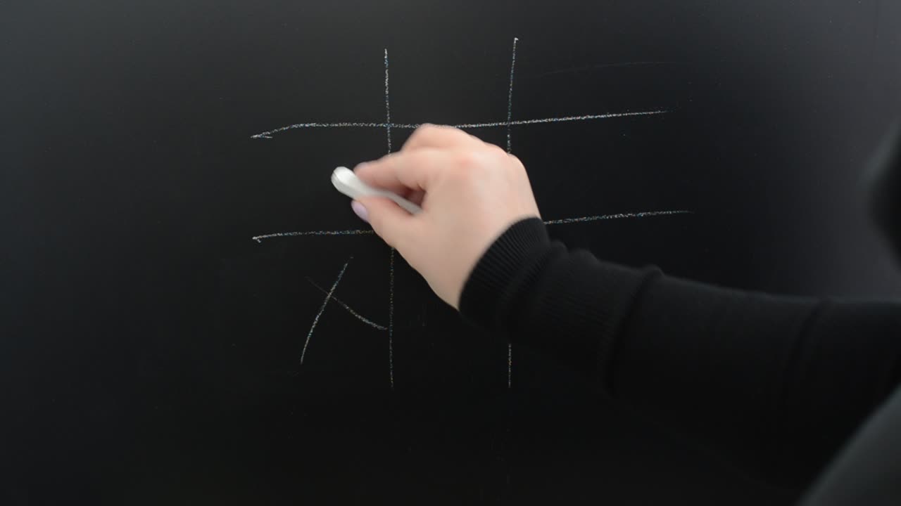 We draw on a board a game crosses and zeroes. Inscription chalk on a board