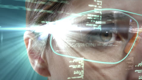 donna d'affari che indossa occhiali di realtà virtuale