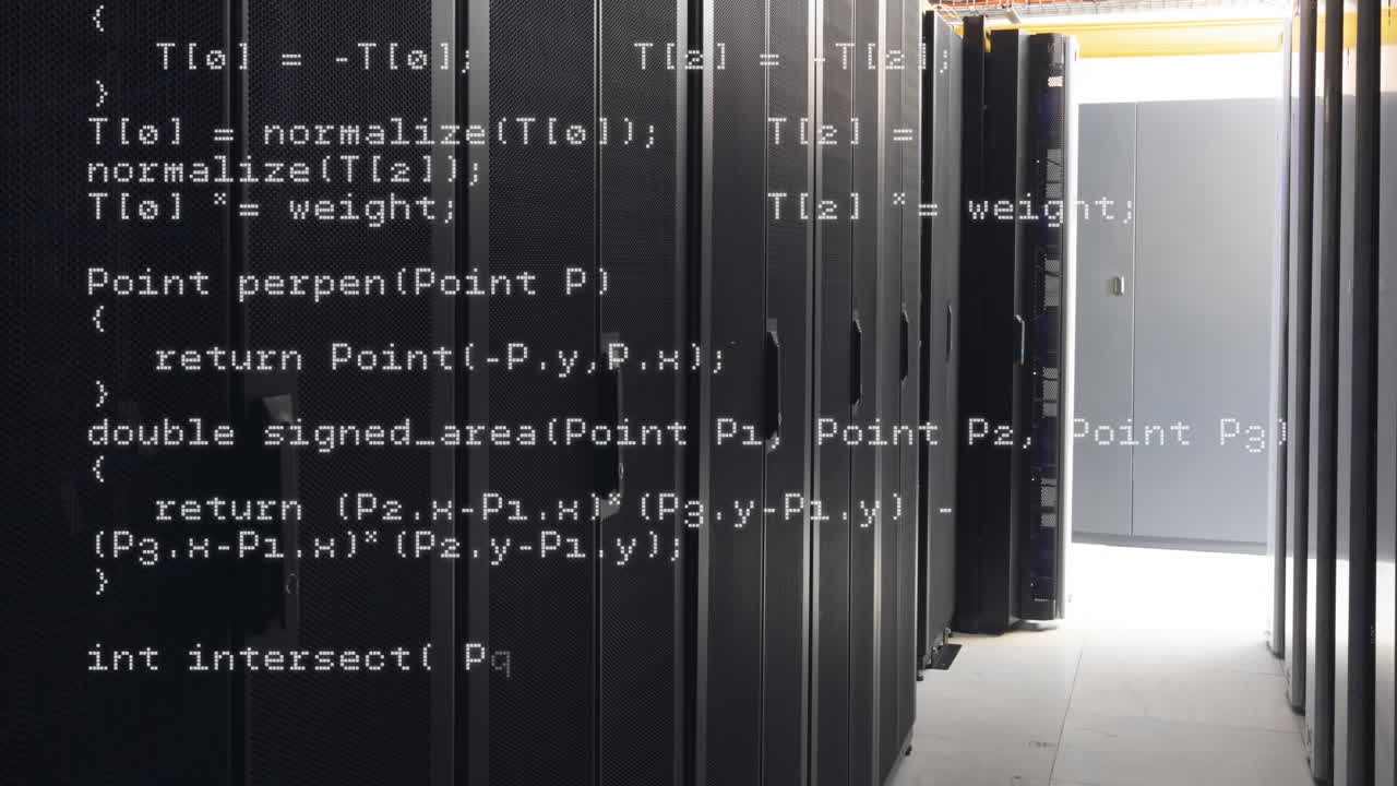 Animation of data processing over server room
