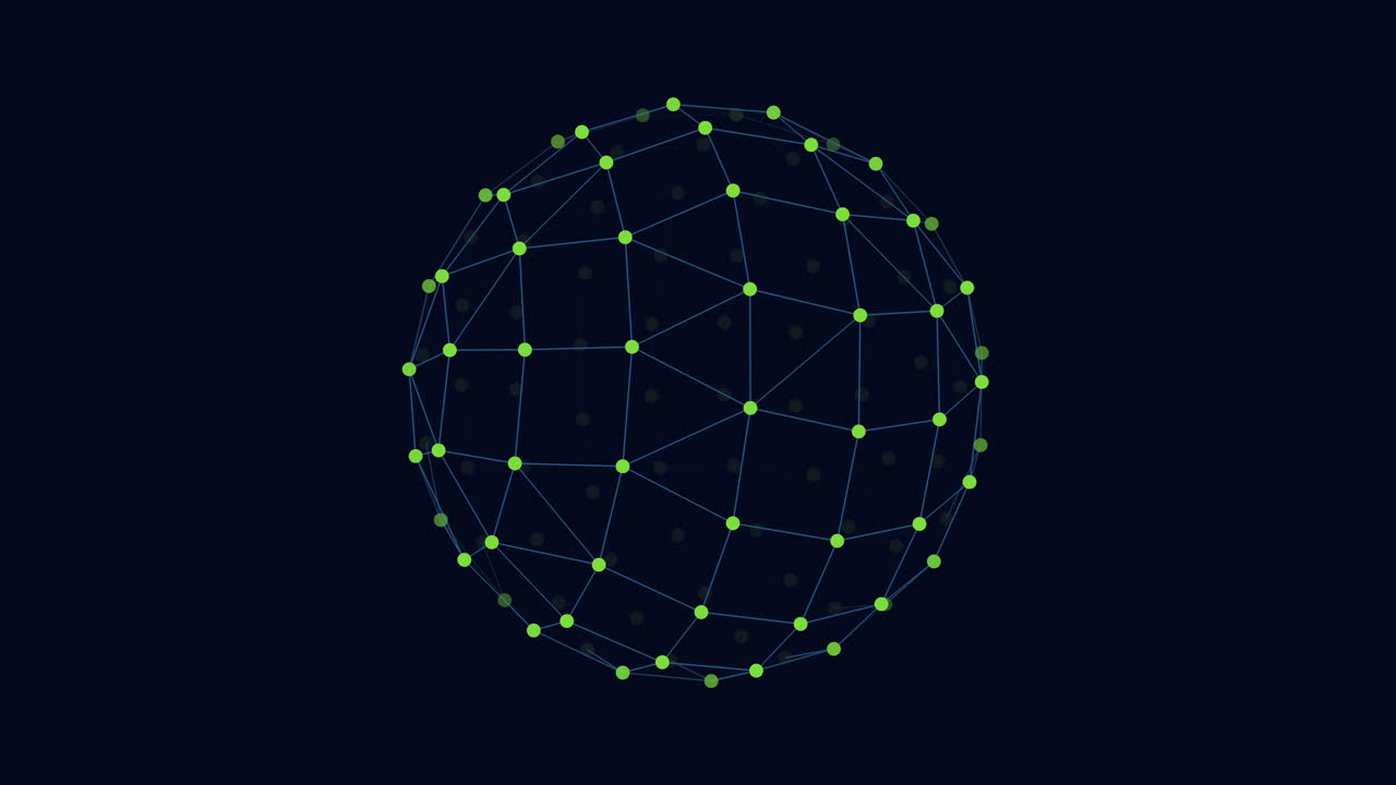 Interconnected dot network forms 3d sphere shape