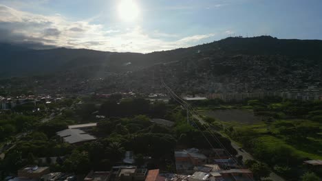 Aerial-View-of-El-Lido-Siloe-Neighborhoods,-Cali-Colombia