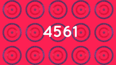 digital animation of increasing numbers against stars on multiple spinning circles on red background