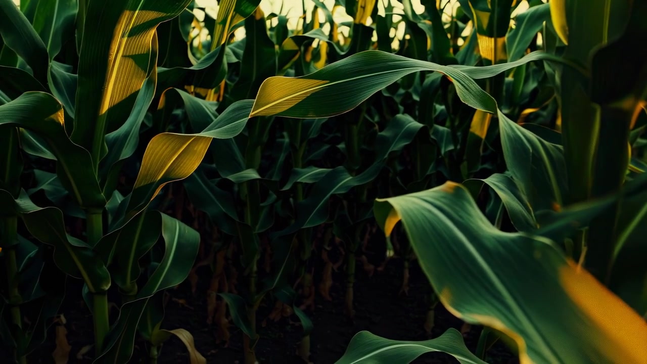Time-Lapse of Golden Sunlight on Green Corn Plants