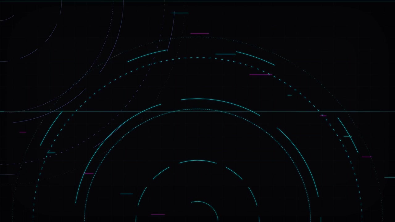 Abstract Digital Background with Rotating Circular Lines and Data Patterns